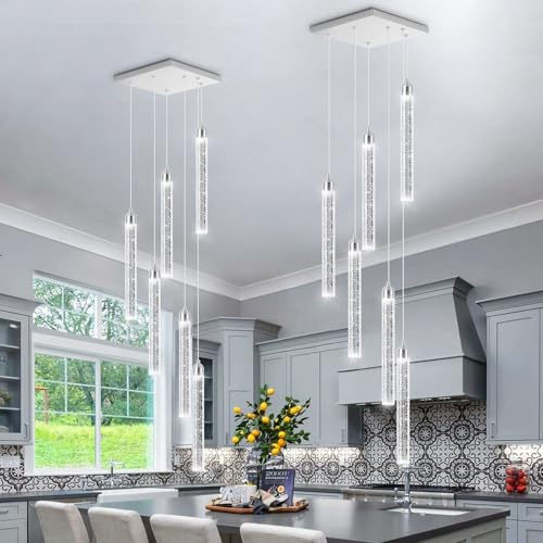 Modern Crystal Pendant Lights for Kitchen Island Mini Chandelier LED Dimmable Ceiling Handing Lighting for Dining Room Corridor 2700K 6000K