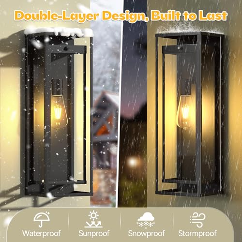 20in Large Outdoor Wall Light Dusk to Dawn Sconce Exterior Lighting Fixture (2 Count)