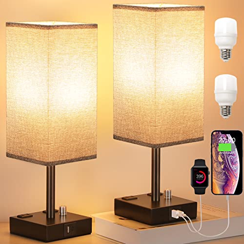 Grey Bedside Table Lamps Set of 2 (2 Count)