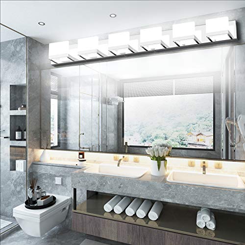 Modern 6 Lights LED Vanity Light for Bathroom Up and Down Chrome Bathroom Wall Light Fixtures Over Mirror