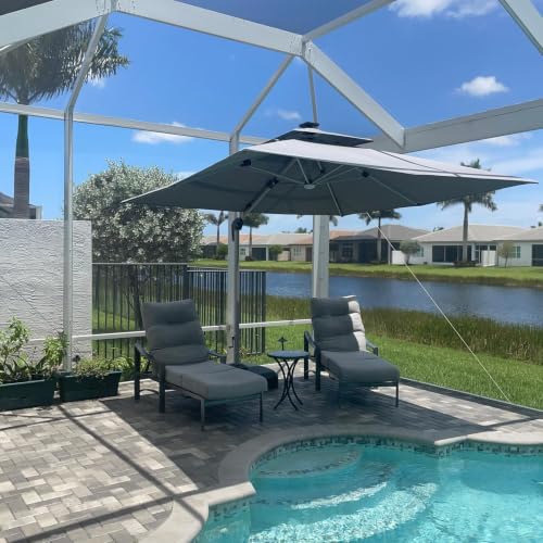 Patio Umbrella 10' X 10' Double Top Solar LEDlight
