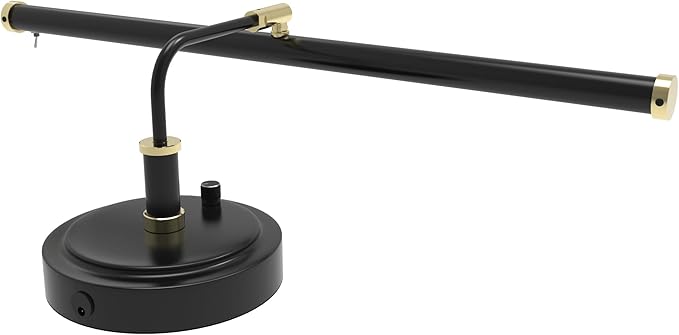 Cocoweb Adjustable LED Upright Piano Desk Lamp in Black with Brass Accents - PLED101D - Aura Lighting