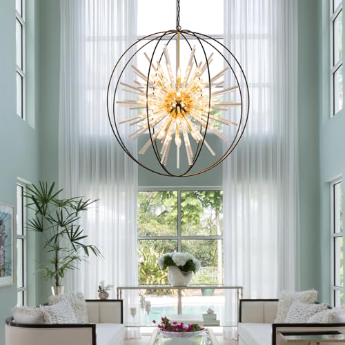 Extra Large Black and Gold Chandeliers for High Ceiling Foyer