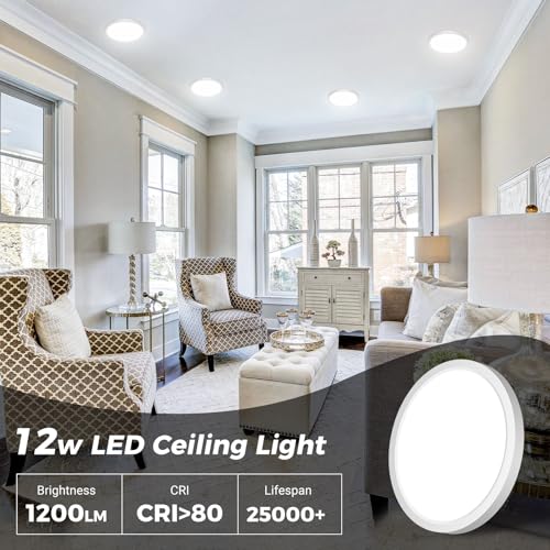 1PACK Flush Mount LED Ceiling Light Fixture White