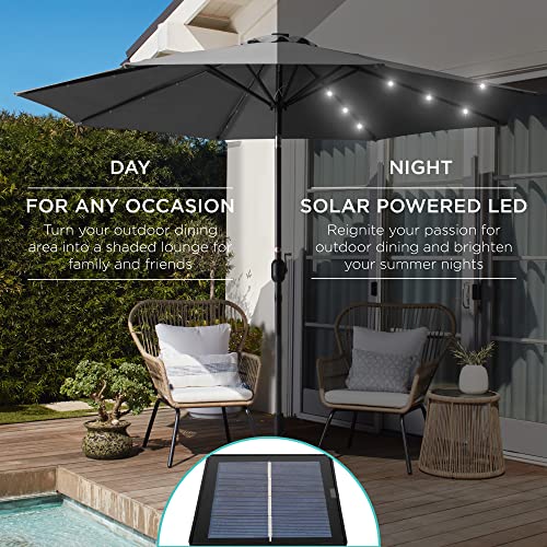 10ft Solar Polyester LED Lighted Patio Umbrella w (10 Feet)