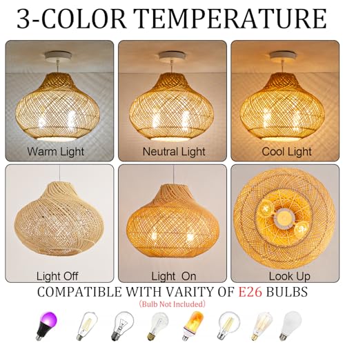 15" Rattan Pendant Light