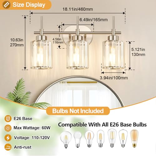 3 Light Bathroom Vanity Light Fixture