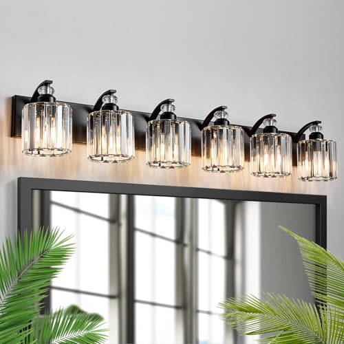 6 Light Black Bathroom Light Fixture Modern Vanity Lights Over Mirror Vintage Wall Sconce Lighting for Bathroom