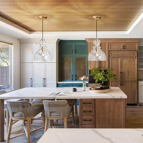 Hammered Glass Pendant Light Gold Pendant Lights Kitchen Island 10in Large Brass Kichen Island Light Over Sink Glass Ceiling Pendant Light for Entry Hallway Dining Room