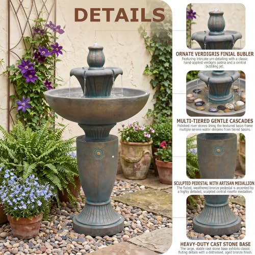 33H Italian Outdoor Water Fountain with LED Lights