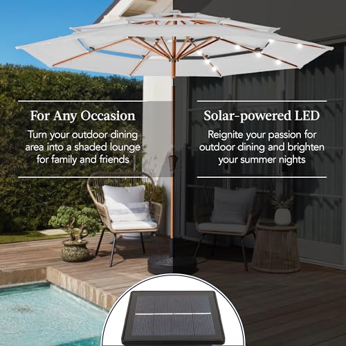 10ft 3 Tier Solar Patio Market Umbrella