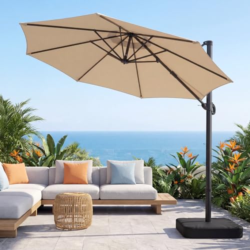 10FT Cantilever Offset Outdoor Patio Umbrella with Base Included