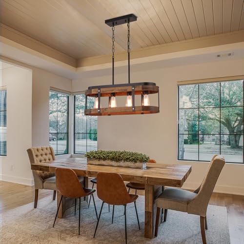 Rustic Farmhouse Wood Kitchen Island Lighting