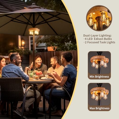 Wood Grain Patio Umbrella Light with Remote Control (2 Count)
