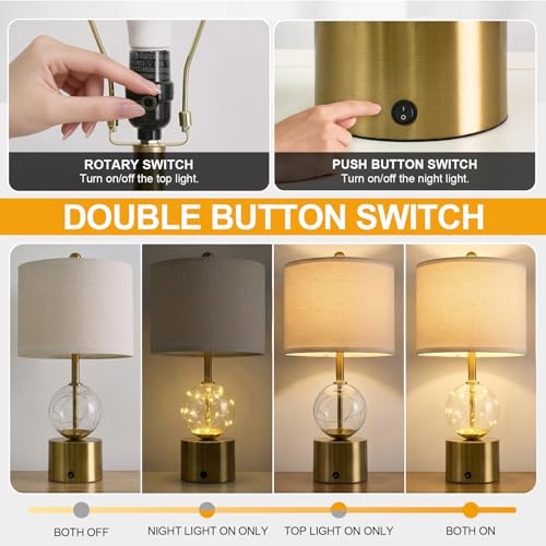 20.5" Small Bedside Table Lamps for Bedroom Nightstands (2 Count)