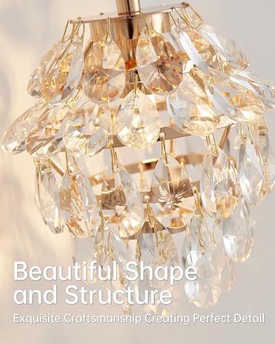 Small Indoor Hardwired Crystal Brass Gold Wall Sconce Light Set of 2 (2 Count)