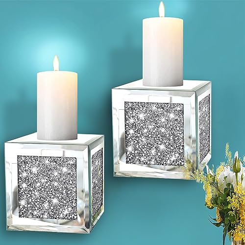 Set of 2 Crystal Crush Diamond Candle Sconces (2 Count)