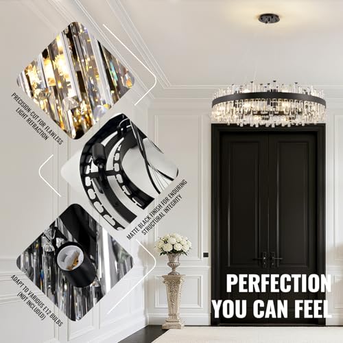 Modern Crystal Chandelier Farmhouse Black Round 2