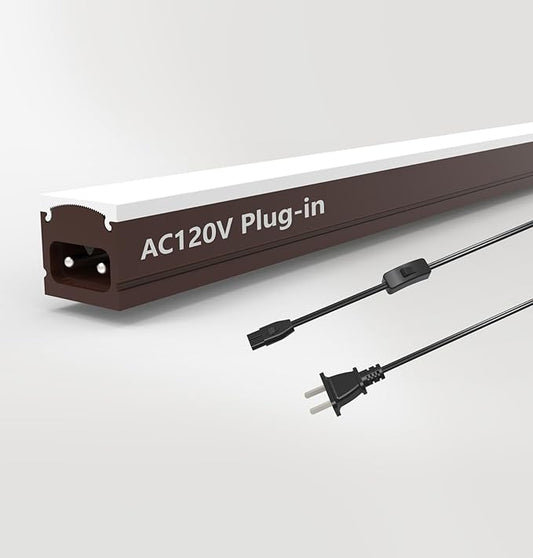 Under Cabinet Lighting Plug in, 12 Inch 1 Pc, Linkable AC120V 3CCT 3000K/4000K/5000K Ultra Slim, LED Under Cabinet Lights for Counter Light, Kitchen, Shelf, Sink, Workshop, Desk, Bronze