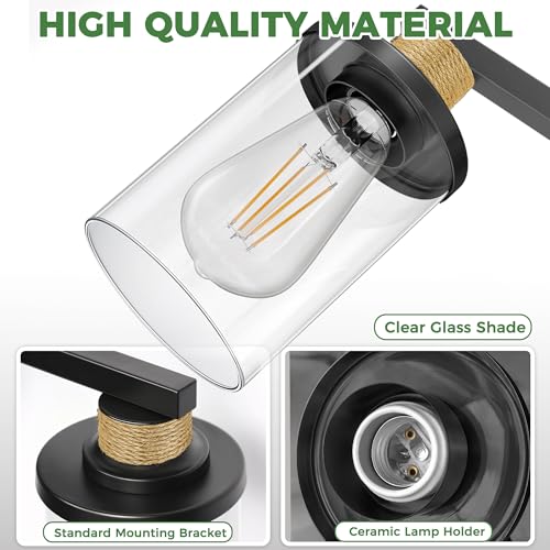 17 Inch 3 Light Black Rope Bathroom Vanity Light