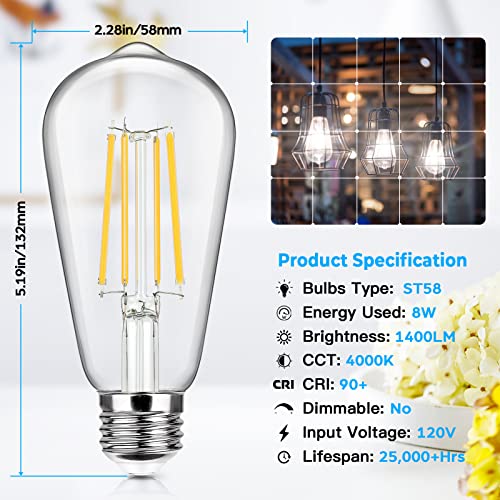 4 Pack Vintage LED Edsion Bulbs 100W Equivalent (4 Count)