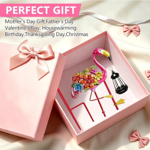Flamingo Garden Decor with Solar Lights Outdoor Waterproof Garden Stakes
