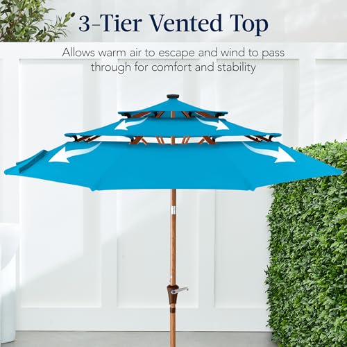 10ft 3 Tier Solar Patio Market Umbrella