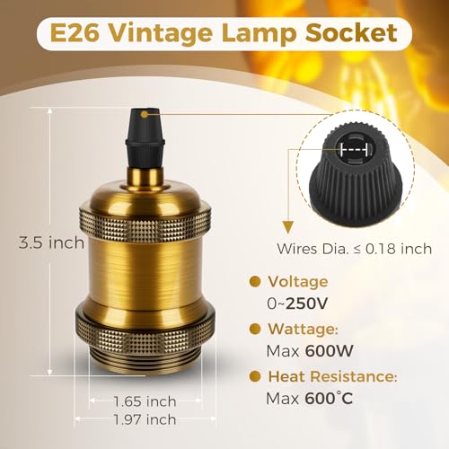 E26 Edison Vintage Lamp Socket for DIY Light (4 Count)