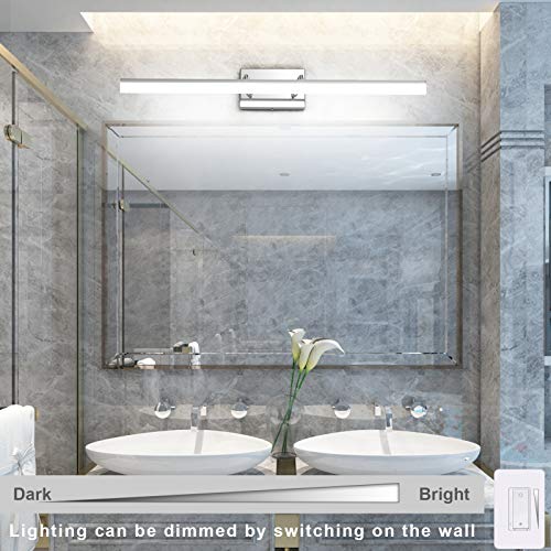31.5in Dimmable Modern LED Vanity Lights for Bathroom Light Fixtures Over Mirror Chrome Adjustable Bath Lighting