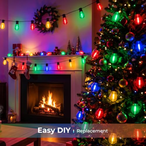 S14 Colored LED Outdoor String Bulbs for Christmas (24 Count)