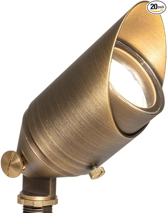 VOLT 20-Pack Top Dog 12V Cast Brass Outdoor Spotlights (Bronze) & 5W 2700K Warm White 400 Lumen MR16 LED Bulbs for Low Voltage Landscape Lighting of Yard, Lawn, Garden, Patio, Trees & House