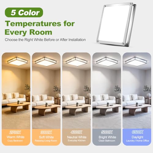13in 36W Square Dimmable LED Ceiling Light (Brushed Nickel / 1 Pack)