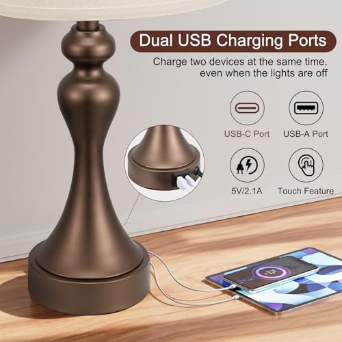 Touch Lamps for Nightstand (2 Count)