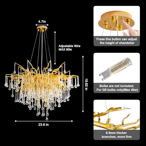 Gold Crystal Chandelier for Dining Room