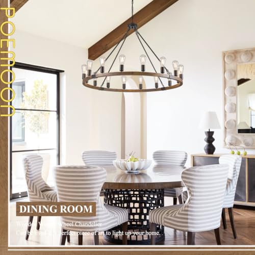 Oak Wooden Wagon Wheel Chandelier 16