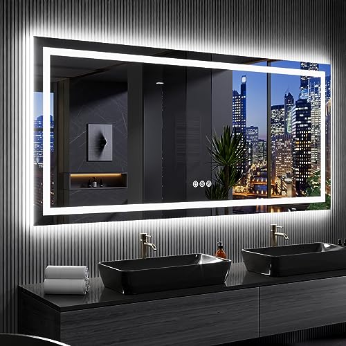 84X32 Inch RGB LED Bathroom Mirror with Lights