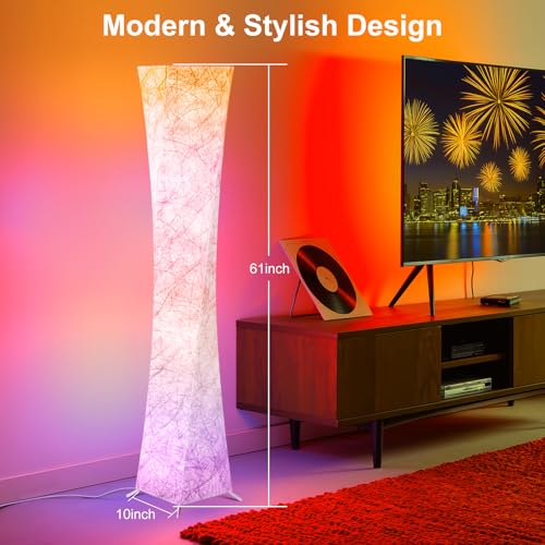 Floor Lamp 61'' Smart RGB LED Corner Lamp with Music Sync and 16 Million DIY Colors