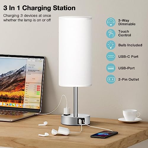 White Bedside Lamp for Bedroom