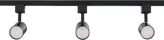 Amped Collection 3-Light 48in Field Cuttable LED Track Lighting Kit with 3 LED 3000K Warm White Track Heads, 4ft Track, End Caps, Floating Feed in Black Finish - Aura Lighting