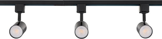 Amped Collection 3-Light 48in Field Cuttable LED Track Lighting Kit with 3 LED 3000K Warm White Track Heads, 4ft Track, End Caps, Floating Feed in Black Finish - Aura Lighting