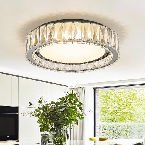 Dimmable Crystal Flush Mount Ceiling Light
