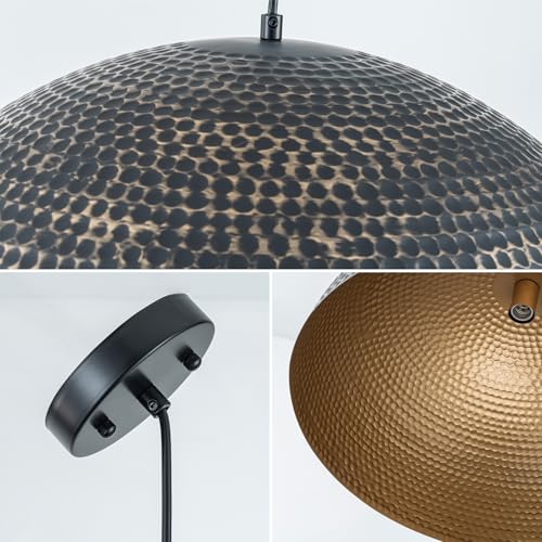 23.6 in. Black and Gold Hammered Pendant Light Fixtures