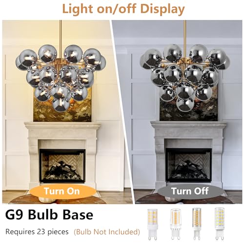 Sputnik Chandelier 23 Lights Mid Century Modern Chandelier Black and Gold