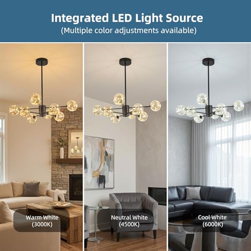 Modern Led Chandelier with Globe Glass