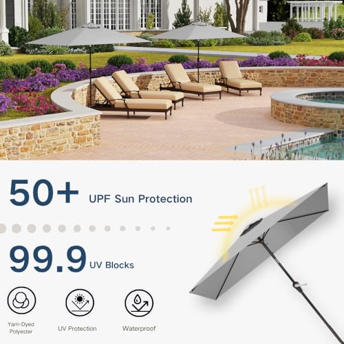 6.5' x 10' Rectangular Patio Umbrella Large Outdoor Market Umbrella w