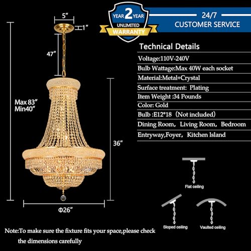 Gold Crystal Chandeliers for Dining Room