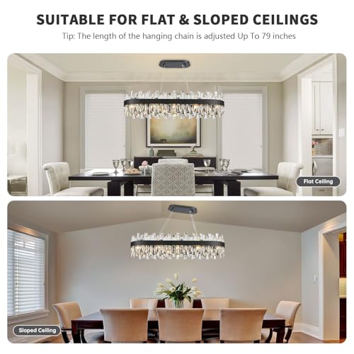 Modern Black Crystal Chandelier for Dining Room