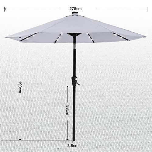 Solar Led Patio Umbrella with 32 Lights 9FT