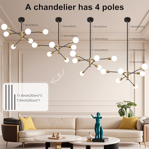 Chandeliers for Dining Room Black Gold 6