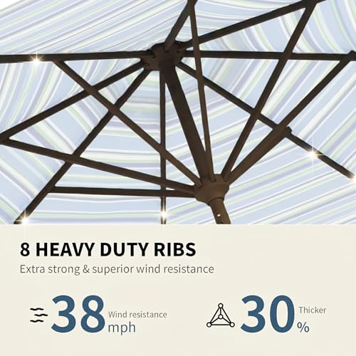 9FT Patio Umbrella with Solar Lights